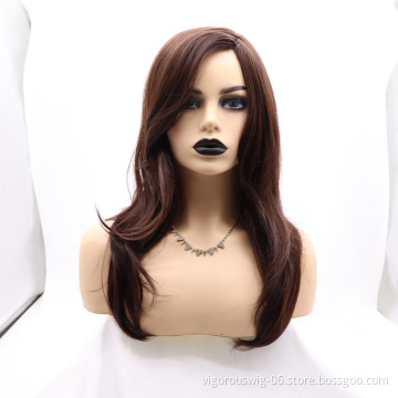 Cheap high quality long regular wave blown wholesale heat resistant for black women synthetic wig none lace